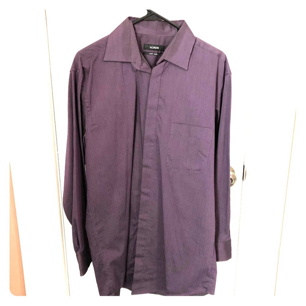 Button Up Purple and Grey Striped Dress Shirt